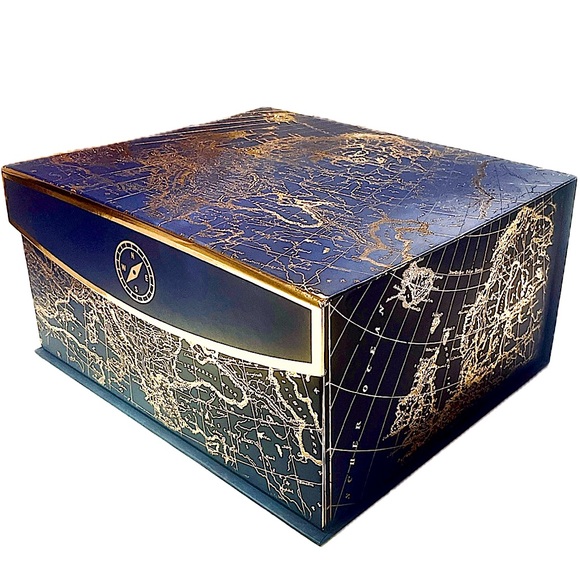 World Map Keepsake Box in Navy and Gold - Picture 3 of 12